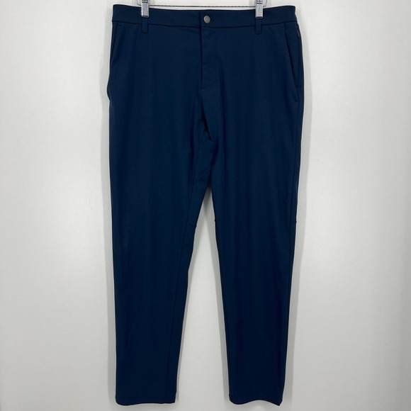 Lululemon Commission Pants Men's Size 34 Navy Blue Pockets Stretch Solid Chino - Picture 1 of 10